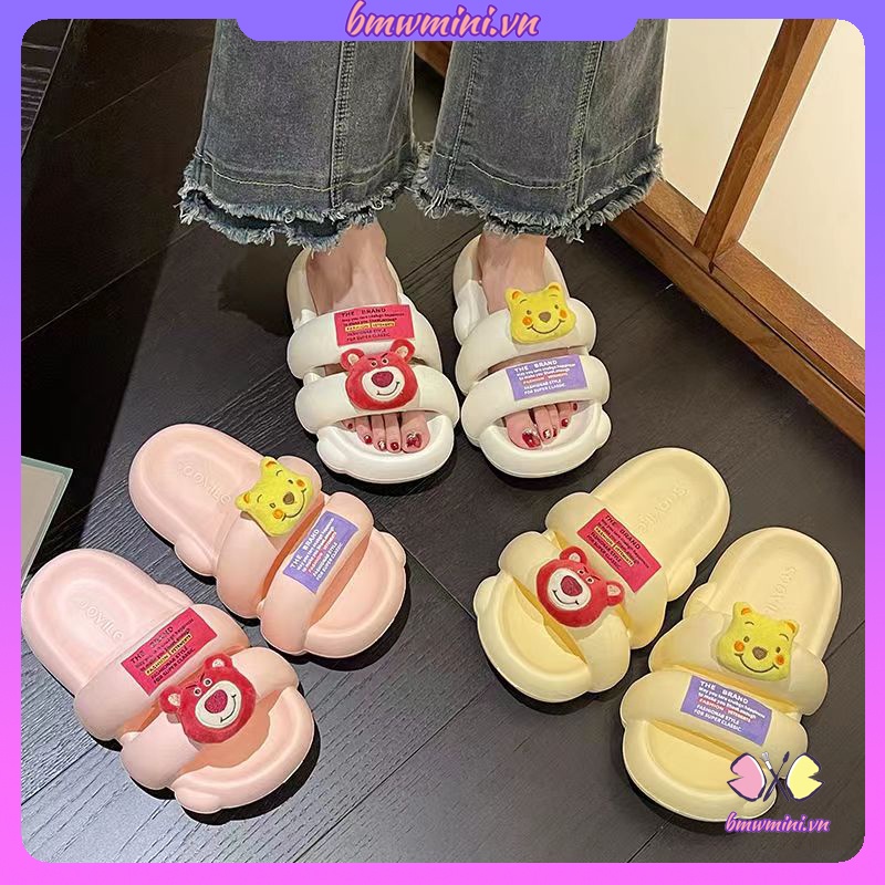 Dép sandal nữ dép lê đế dày dễ thương gấu dâu