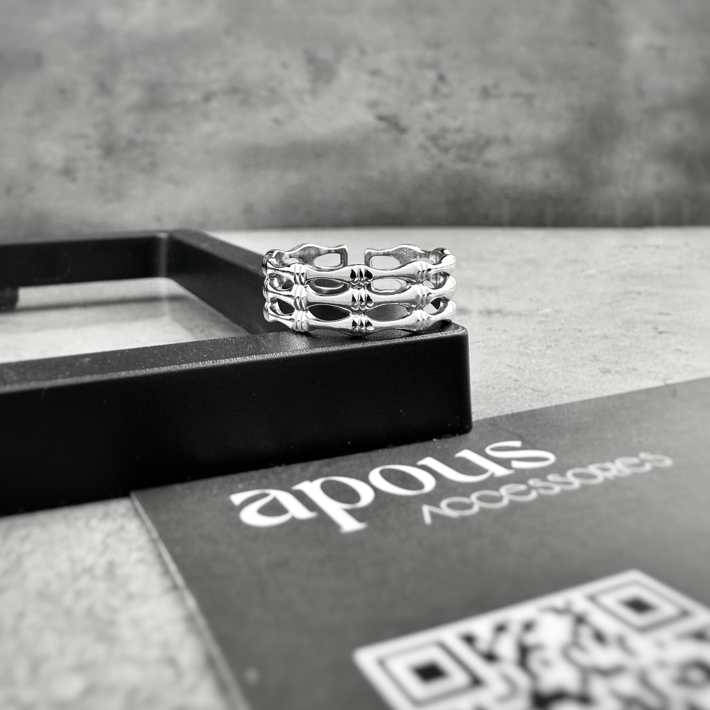 Nhẫn nam nữ Thời trang Freesize N070 - Thép Titan - Phụ kiện trang sức Unisex Apous