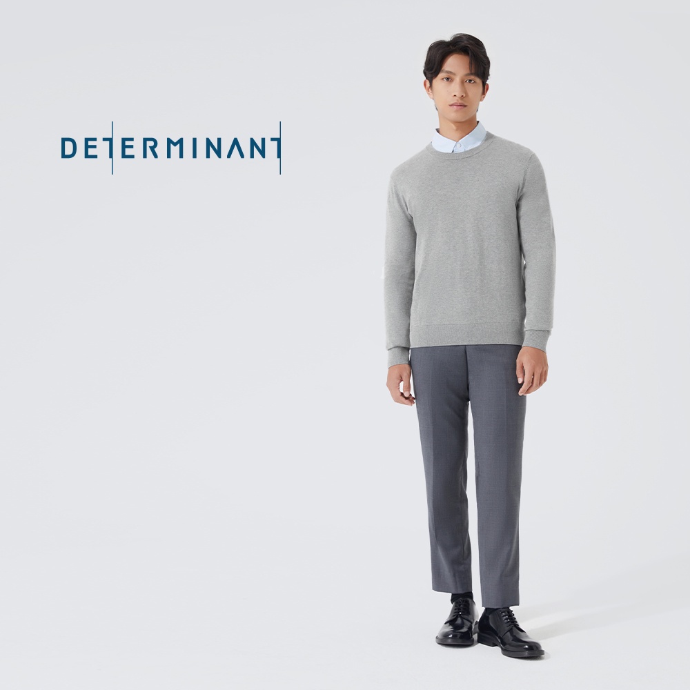 Áo sweater nam len Merino cao cấp DETERMINANT cổ tròn - Cotton/sợi Siro wool - Xám - Grey EGBC25 [DETFS01]