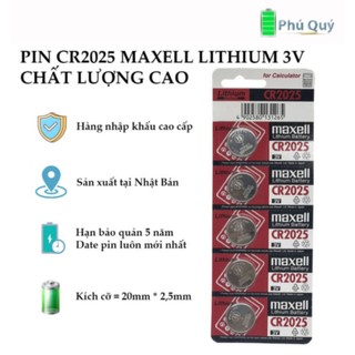 Combo 10 viên pin cr2025 maxell 3v lithium vỉ 1 viên - made in japan