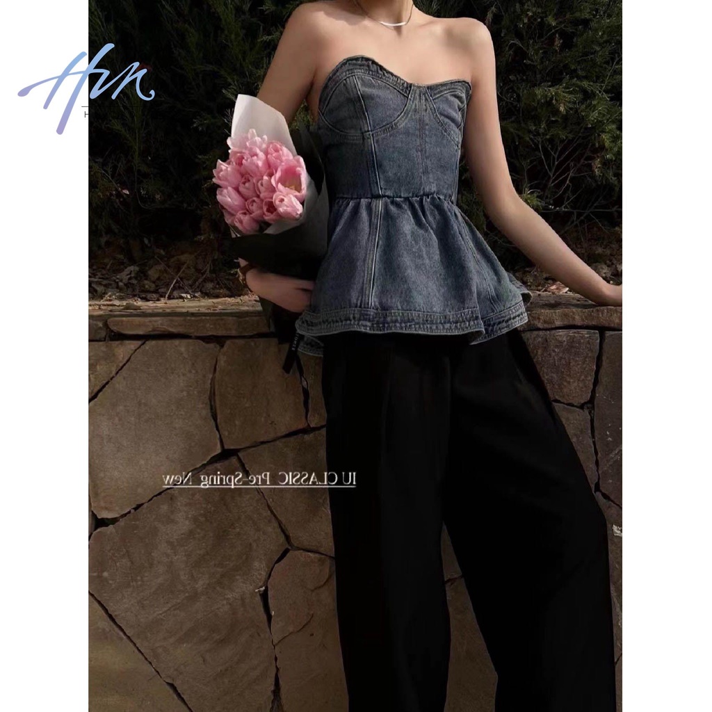 Áo Ống Denim Không Tay Thời Trang Cá Tính Cho Nữ