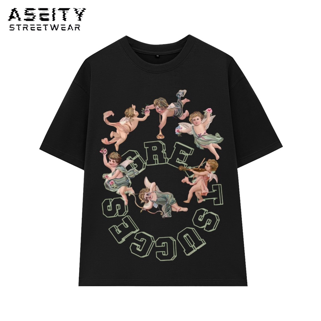 Áo thun ngắn tay nam nữ,fom vừa,local brand ASEITY cotton 100%.hoạ tiết thiên thần