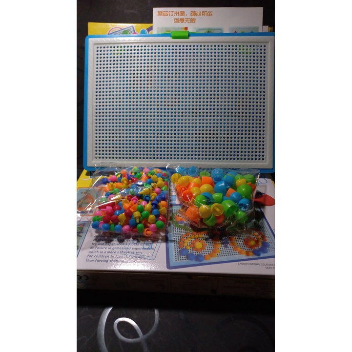 03028 Đồ Chơi Lắp Ghép Giáo Dục, Bộ Xếp Hình Nút Nấm Nhiều Màu Sắc, Bảng Gắn Hạt Size 28cm