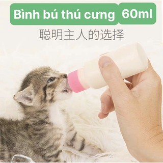 Bình ti sữa cho chó mèo sơ sinh - bình mớm sữa cho cún, mèo con 60ml - Bình Bú thú cưng
