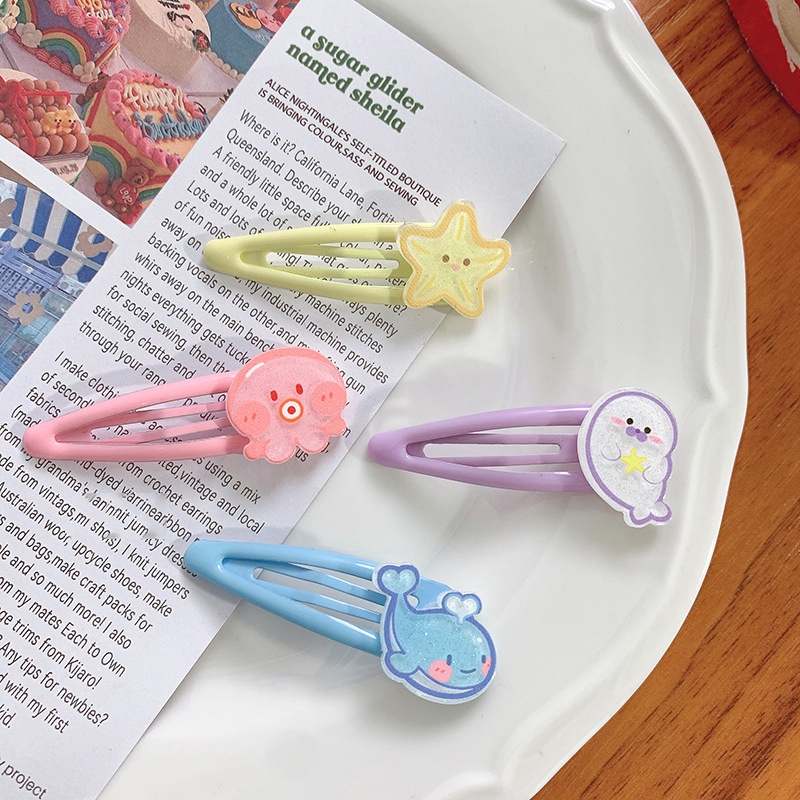 Kẹp Tóc Hình Động Vật Biển Màu Kẹo Dễ Thương Cho Nữ