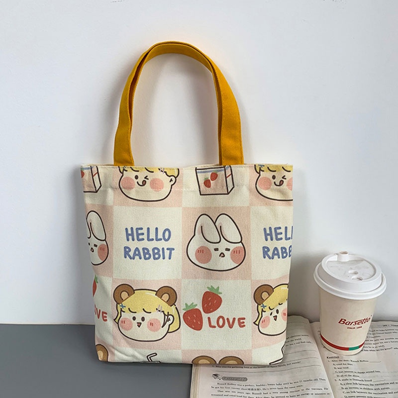 Túi Xách Vải Canvas In Hình Hoạt Hình Nhật Bản Dễ Thương Cho Nữ