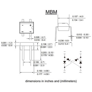 MB10M Diode cầu 1000V 0.5A DIP-4 (10c)