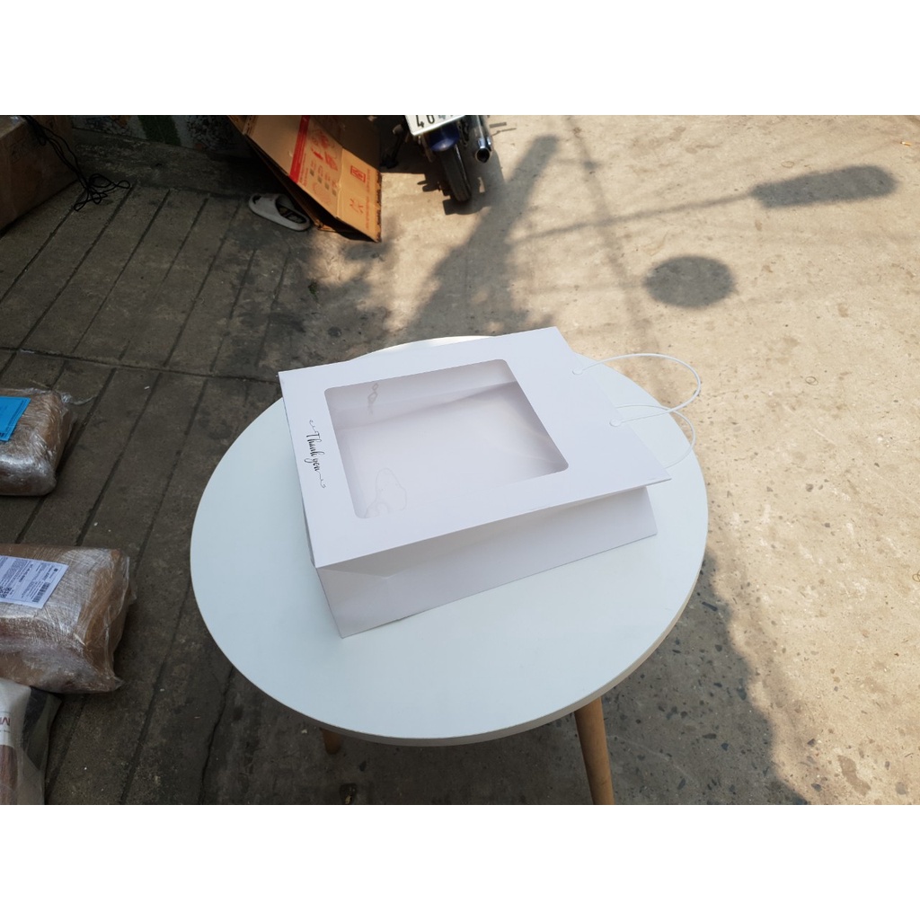 25 cái - Túi giấy mica mặt kính đựng hoa khô gấu bông tặng phẩm lớn - Mẫu 60XL trắng