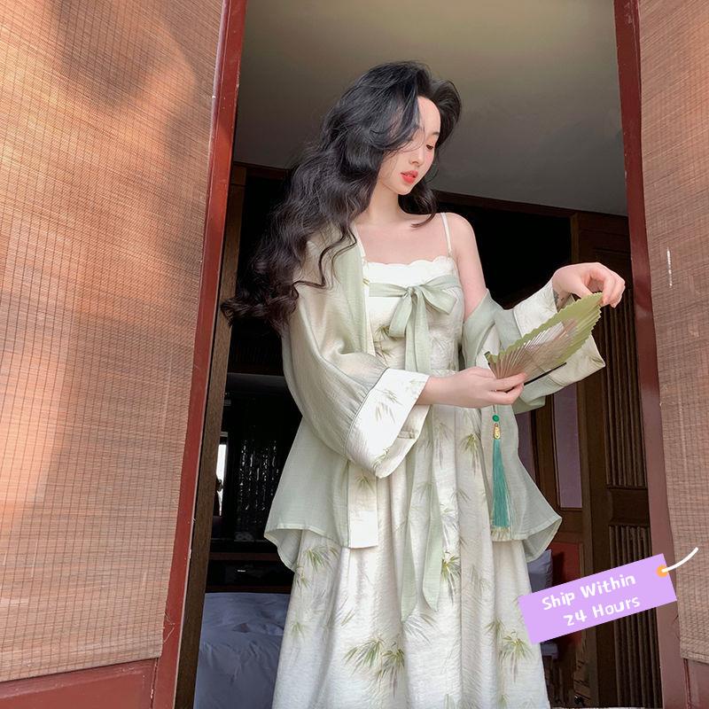 Va 'y n sang ch nh thanh l ch Thi t K C Đầm Hai Dây Phong Cách Trung Hoa Nhẹ Nhàng Ngọt Ngào Mới Mẻ