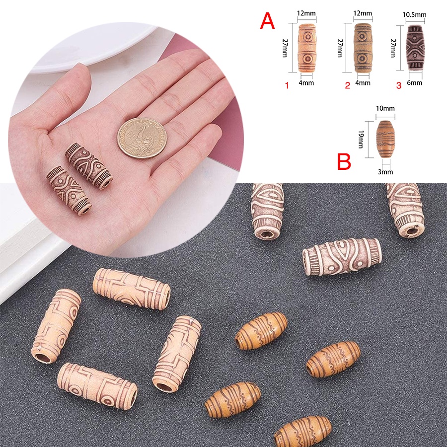 Chuỗi Hạt Nhựa Kiểu Tây Tạng ~10.5x27mm, Mix Làm Vòng Tay Dây Đeo Móc Khóa Trang Sức, Thời Trang Nam Nữ