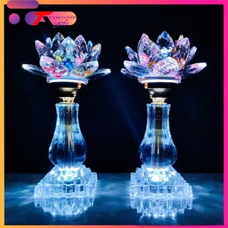 Cặp đèn thờ pha lê hoa sen pha lê cao cấp dùng trang trí tủ thờ, đèn phong thủy đẹp