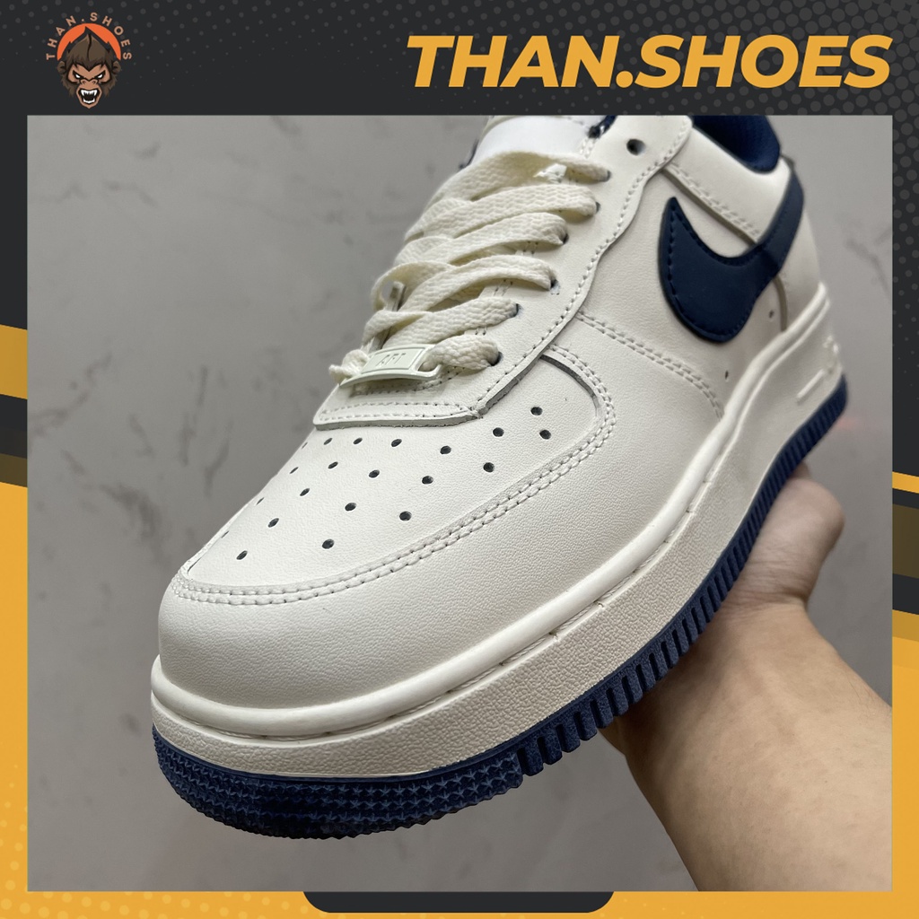 Giày Air Force 1 Low 07 Cream White Navy Skate, AF1 Trắng Móc Xanh Đế Xanh - Than.Shoes