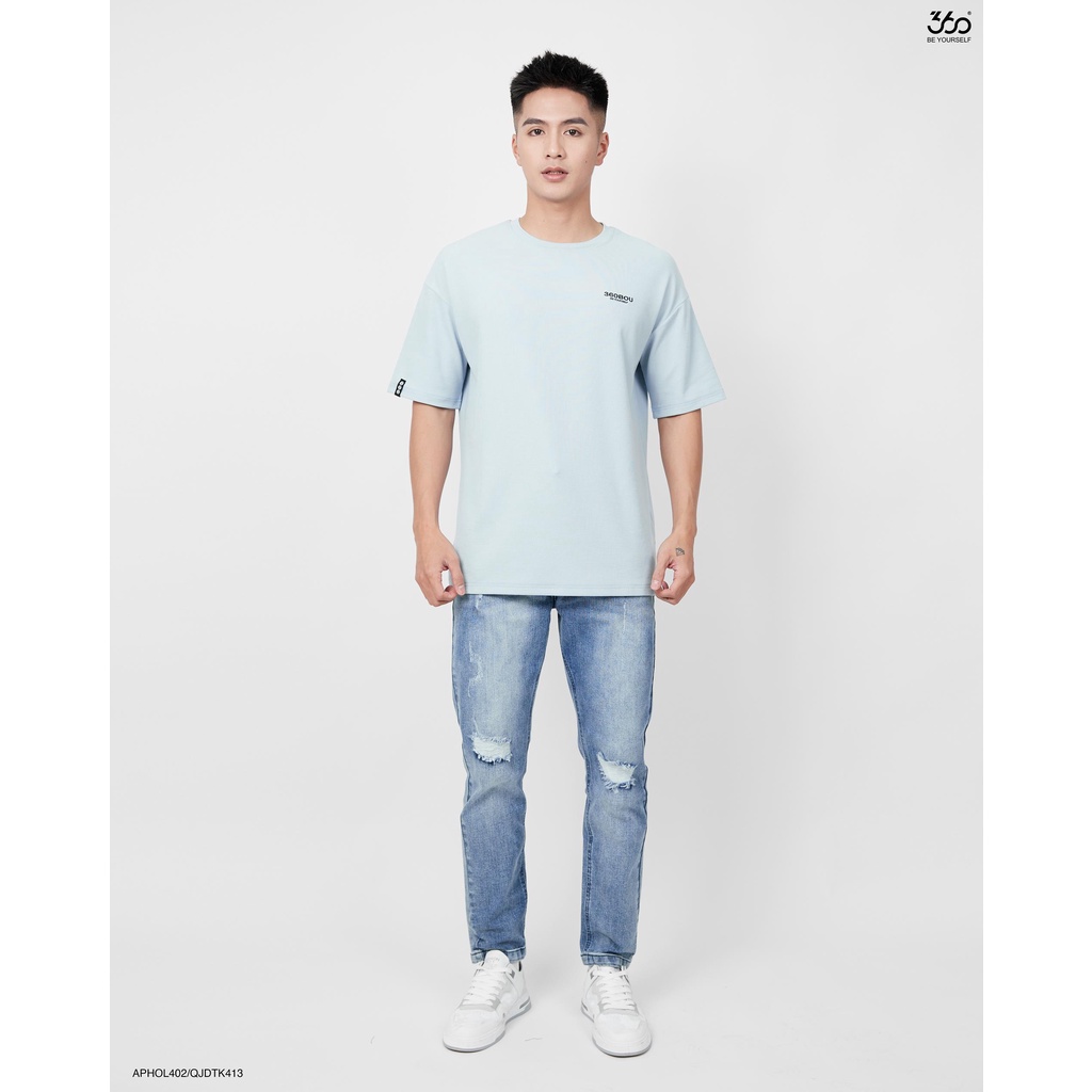 Quần jean nam rách màu xanh denim thương hiệu 360 Boutique form slimfit trẻ trung - QJDTK413