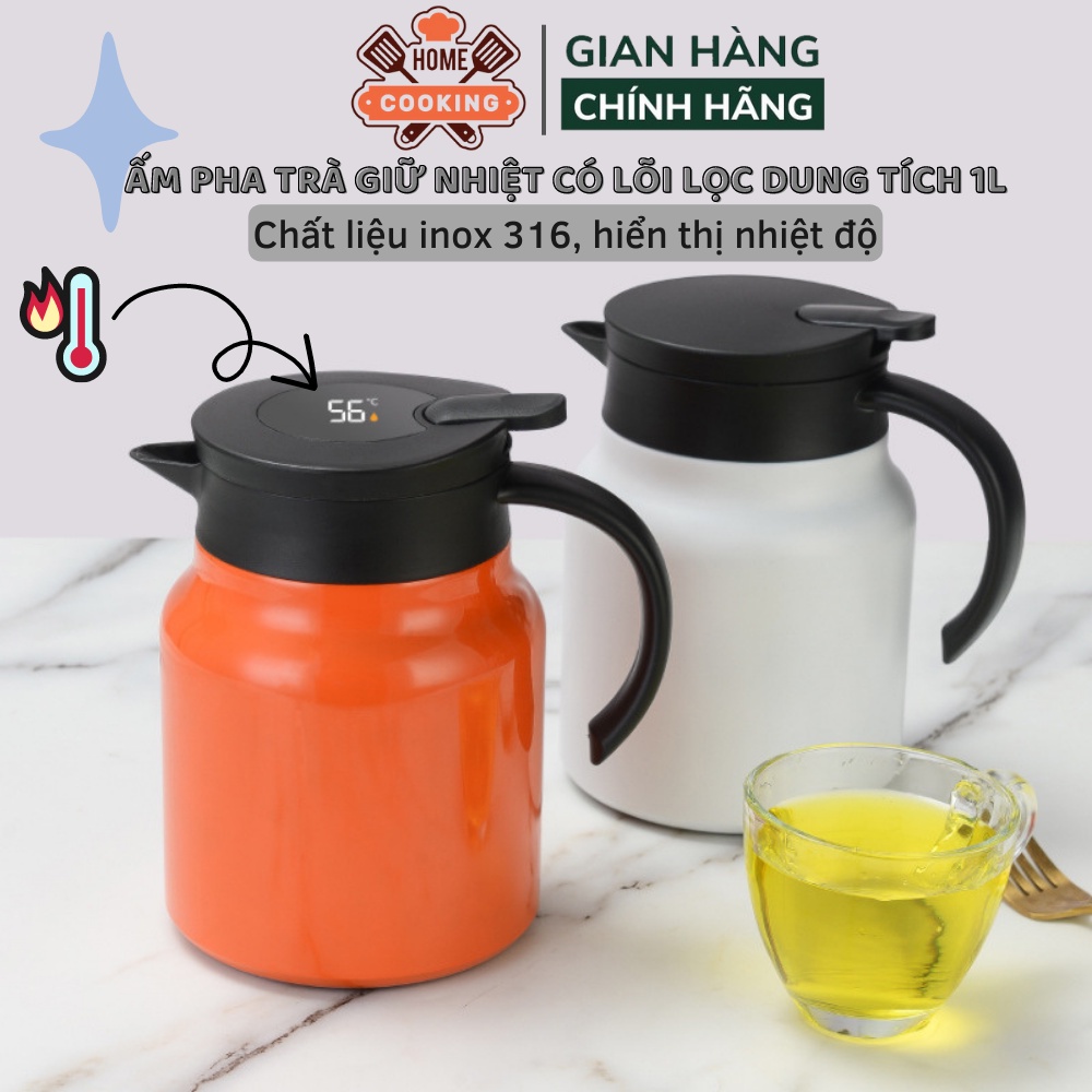 Ấm pha trà giữ nhiệt có lõi lọc trà, chất liệu inox 316 cao cấp dung tích 1000ml, ấm nước giữ nhiệt liên tục đến 12h | BigBuy360 - bigbuy360.vn