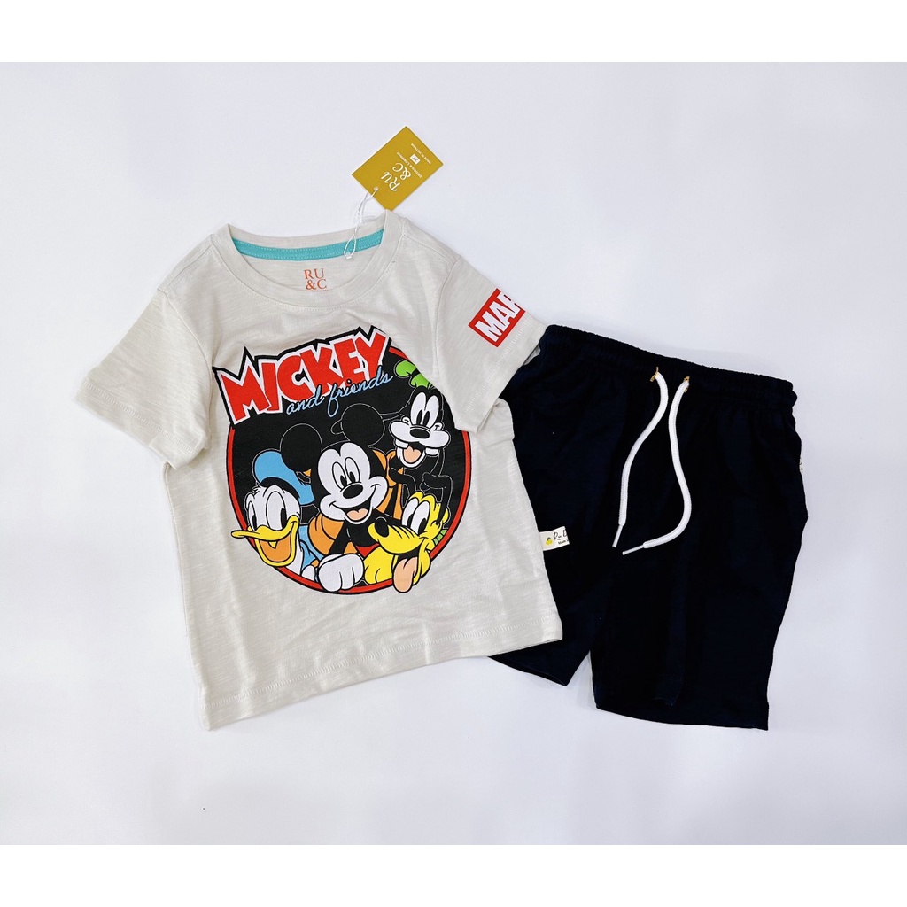 Quần áo tre em Bộ cộc bé trai vải cotton in marvel