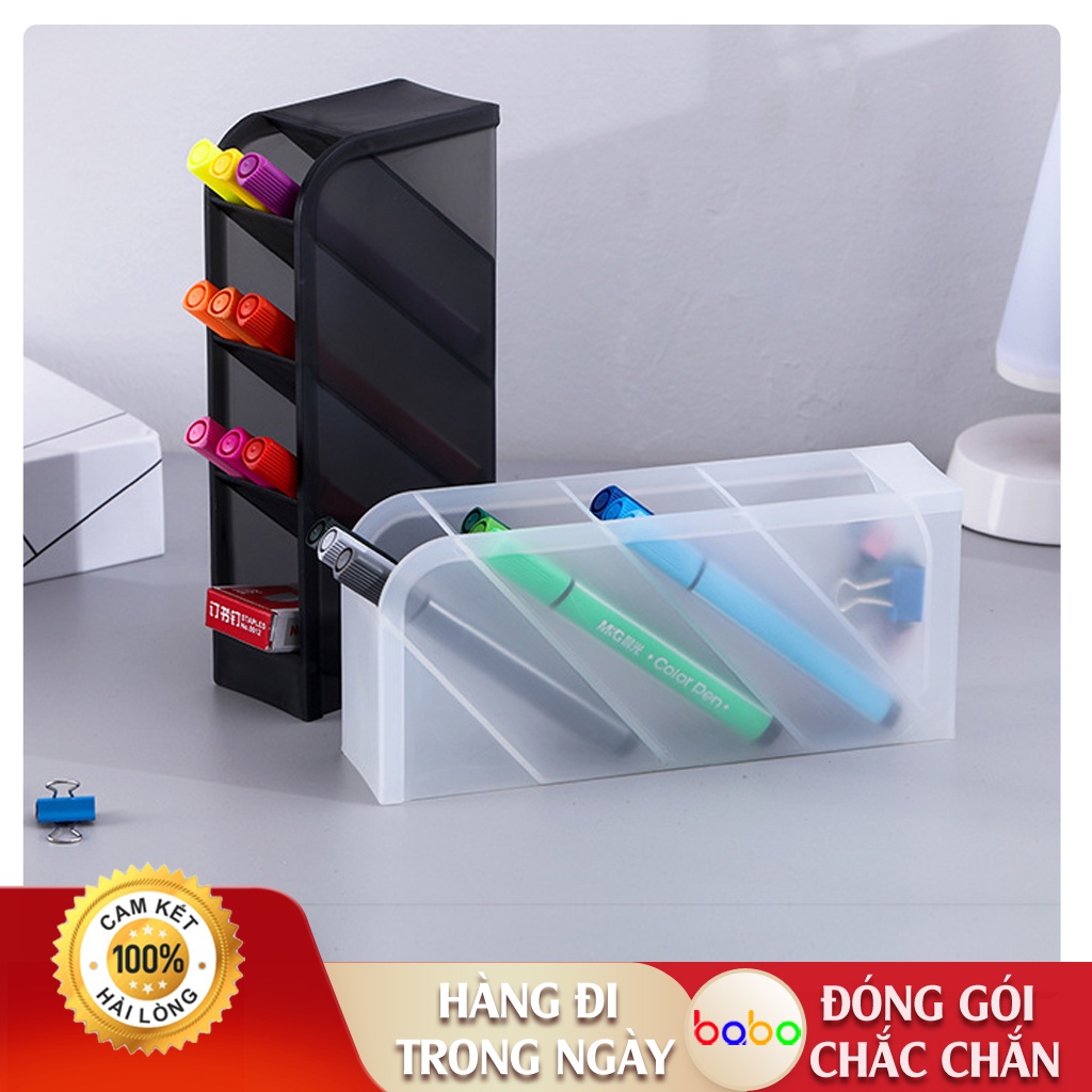 Giá đỡ bút nghiêng sáng tạo trong suốt chia ngăn đựng cọ trang điểm để đồ hộp đựng văn phòng phẩm để bàn