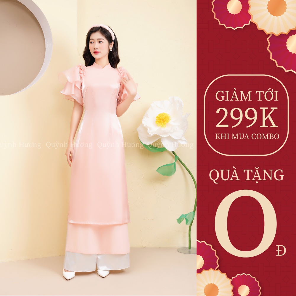 Áo dài voan tơ cánh tiên hồng by Quỳnh Hương