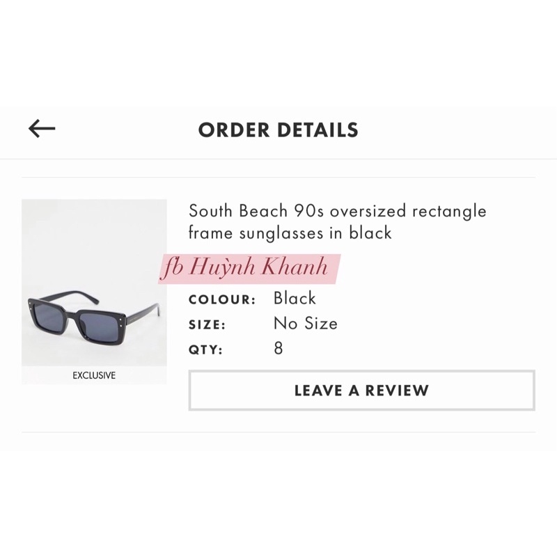 Kính Thời Trang Rectangular Sunglasses South Beach UK Auth