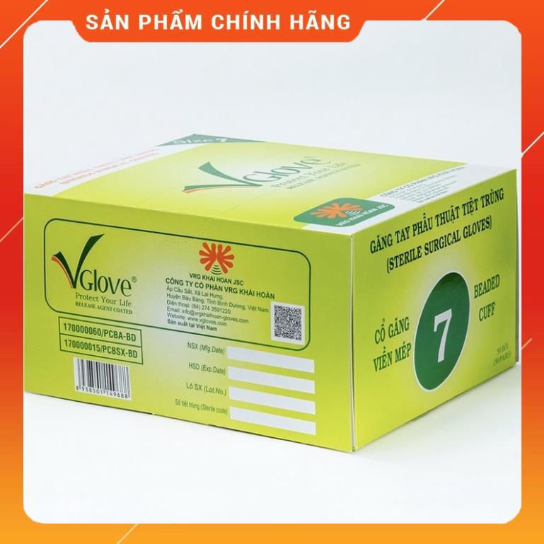 Găng tay phẫu thuật dài 28cm đã tiệt trùng Vglove có bột