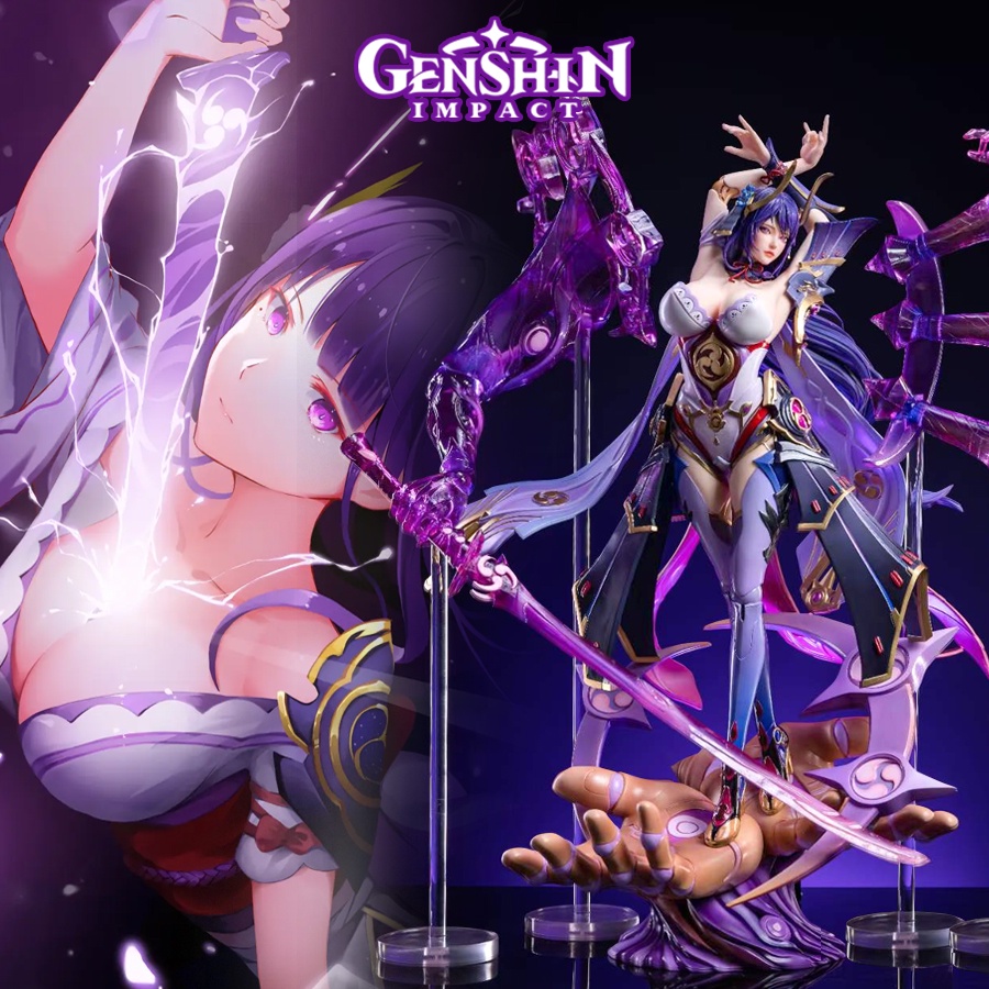 Genshin Impact Mô Hình Raiden Shogun xiao Zhongli Ningguang Trà Đạo Thư Pháp Anime, Game Figure