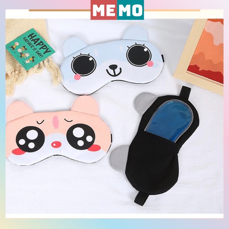 Bịt mắt ngủ, che mắt dễ ngủ kèm túi gel mát mắt dễ chịu khi ngủ hình mèo con cute