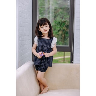 Bộ Chấm Bi Tím Than Tay Ren