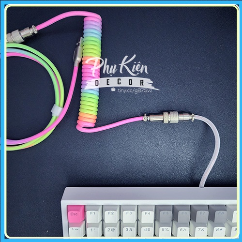 Dây Cáp Type C Cho Bàn Phím Cơ, Nhiều Màu RGB Phát Sáng, Dây Custom Lò Xo