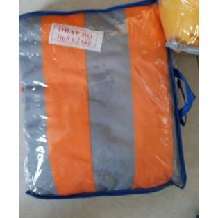 BỘ DRAP GA THUN HÀN  SỌC CAM XÁM CHANH XẢ