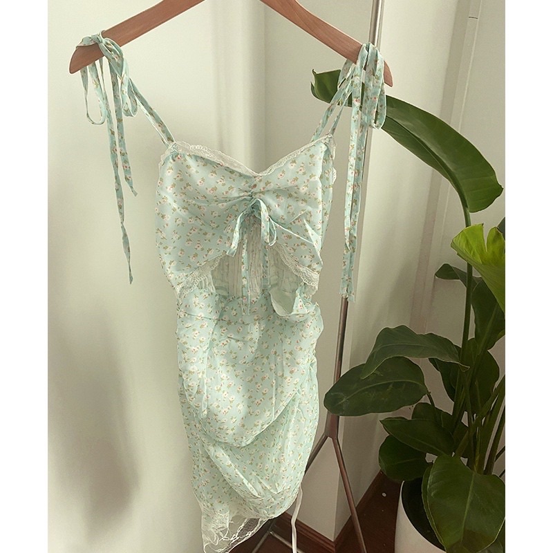 |NAVY DRESS| Đầm xanh nhí cột dây TLÉA