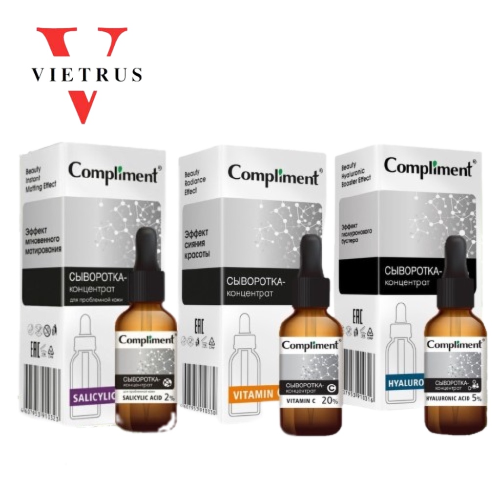 Serum Compliment Vitamin C 20%, Serum Compliment 2% BHA , Compliment 5% Hyaluronic Acid nhập khẩu Nga