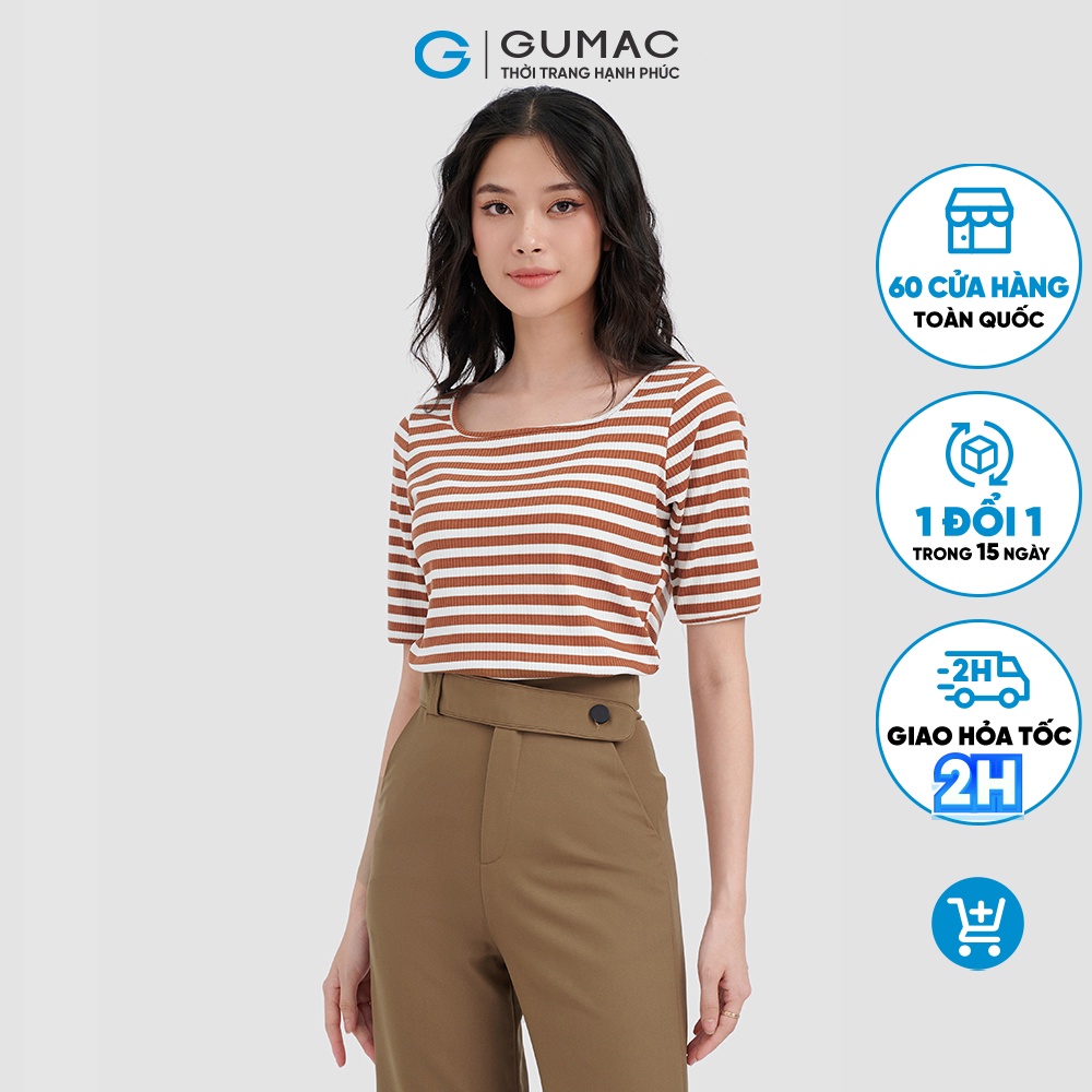 Áo sọc body cổ U thời trang GUMAC ATC10062