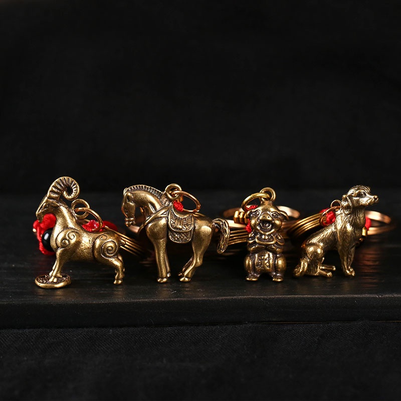 Móc khóa đồng thau độc lạ may mắn phong thủy đẹp hình xu ngũ hoàng Mèo thần tài phong cách sưu tầm độc đáo bền