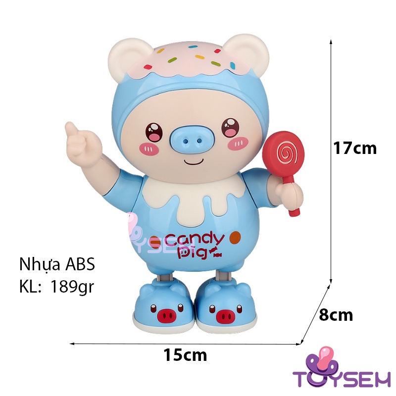 Đồ chơi heo cầm kẹo nhảy múa có đèn led - Quà tặng sinh nhật cho bé - Candy Pig