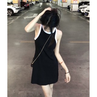 Đầm Ngắn Không Tay Màu Đen Phong Cách Thời Trang Mùa Hè Đầm chữ A sát nách dáng ôm thời trang quyến rũ cho nữ ulzzang