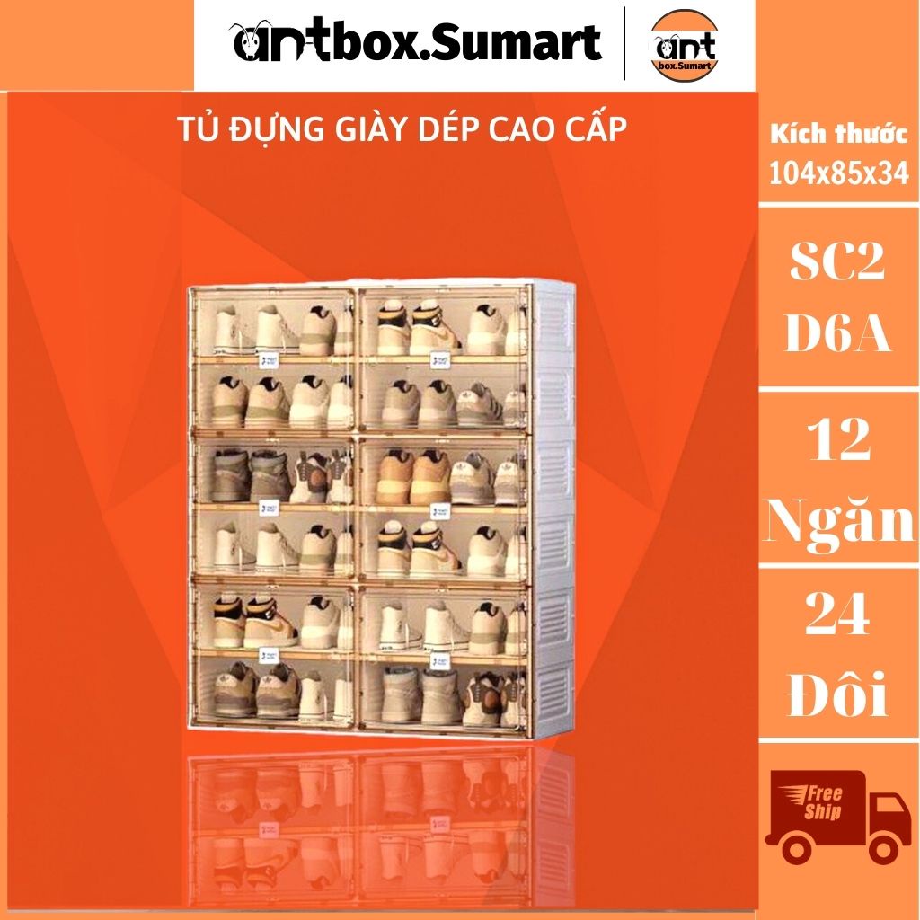 Tủ nhựa đựng giày dép gấp gọn cao cấp MAYI BOX, Hộp đựng giày trong suốt Kích thước : 53cm x 34cm x 164cm hất liệu: nhự
