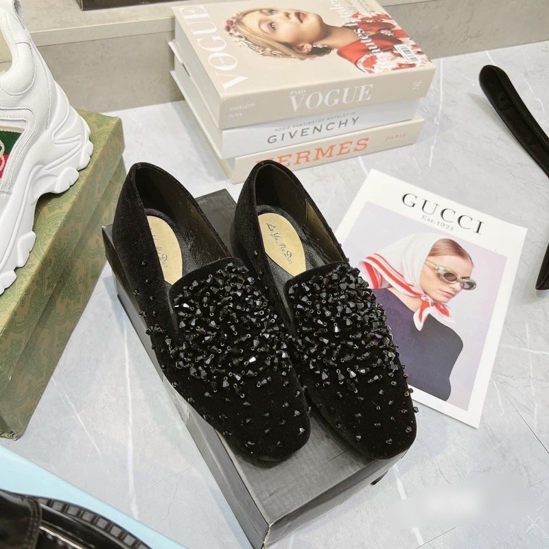 Giày lười slipon nhung đính dá