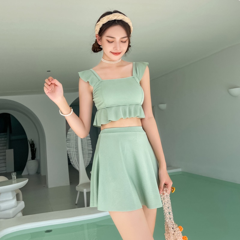 Bộ đồ tắm đi biển đi bơi váy xoè bikini 2 mảnh chân váy xoè che bụng kín đáo đẹp B12