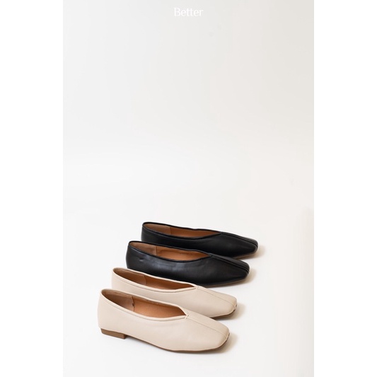 Bệt Vienna soft flats mũi vuông, viền da gập dọc thân giày - 240223004