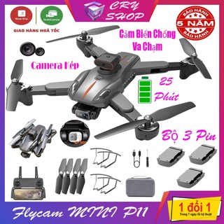 Flycam Camera Mini P11 Pro - Plycam giá rẻ Cảm Biến Chống Va Chạm kết nối wifi, tự động trở về thông minh, camera kép HD