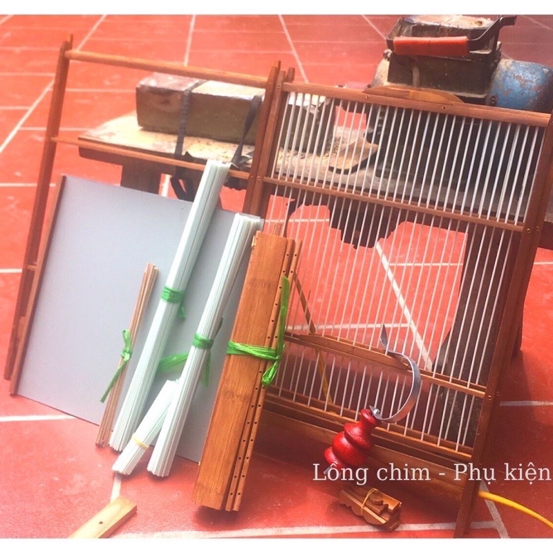 Khung lồng chim chào mào nan cáp quang tự ráp, chất liệu trúc già nan cáp quang chắc chắn