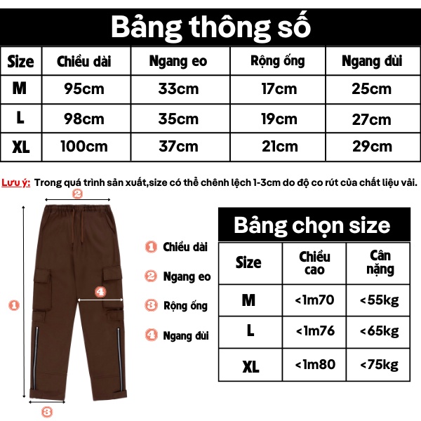 Quần túi hộp nam 200x Cargo Pants ống xuông,3 màu Vintage,vải kaki dày dặn, khóa zip ống.QD014 | BigBuy360 - bigbuy360.vn