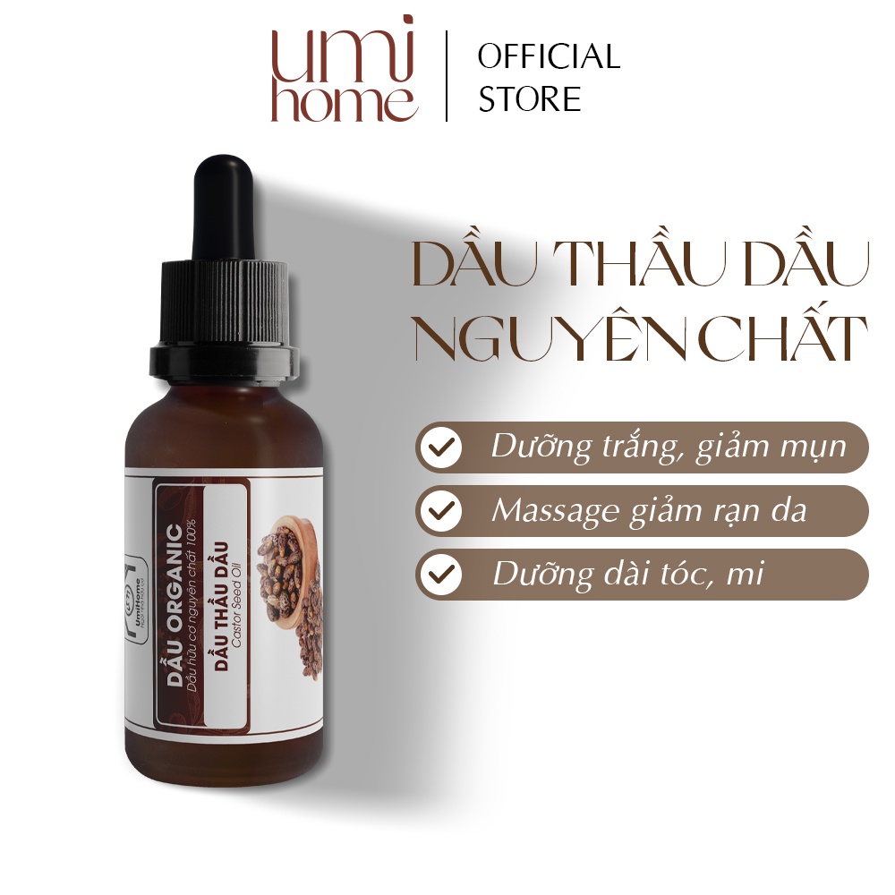 Dầu Thầu Dầu hữu cơ UMIHOME nguyên chất | Castor oil 100% Organic 10ML