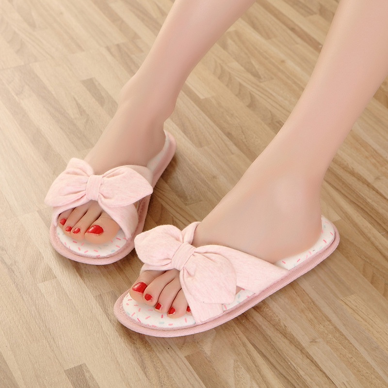 Dép Vải Thoáng Mát Quai Nơ Đi Trong Nhà Dáng Thon Thanh Thoát - D10