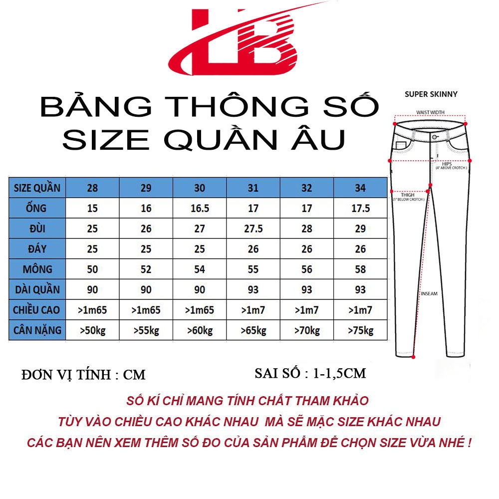 Quần Tây Âu Nam LB, Vải Siêu Co Giãn Nam Form Regular fit,  Thoải Mái Vận Động, Trẻ Trung, Thích Hợp Vừa Đi Học, Đi Làm