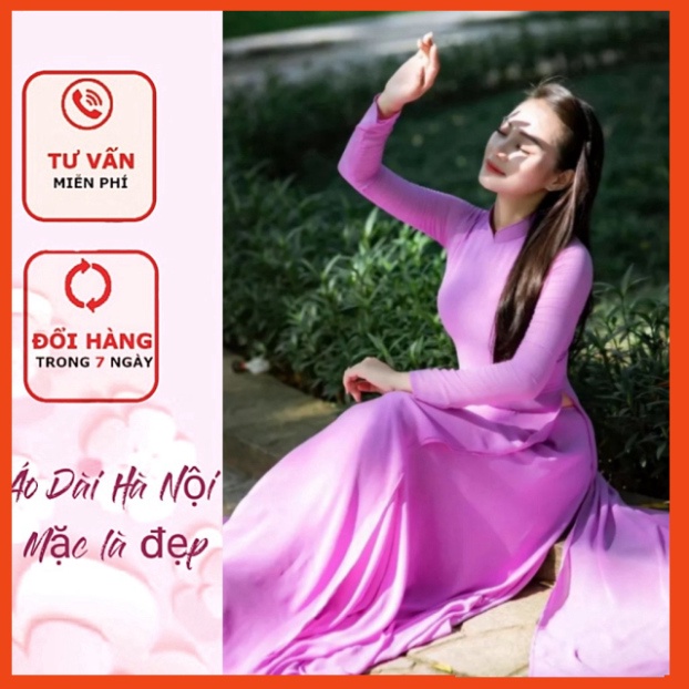 [Ảnh thật} Áo dài may sẵn màu tím cà 4 tà - Áo Dài Hà Nội