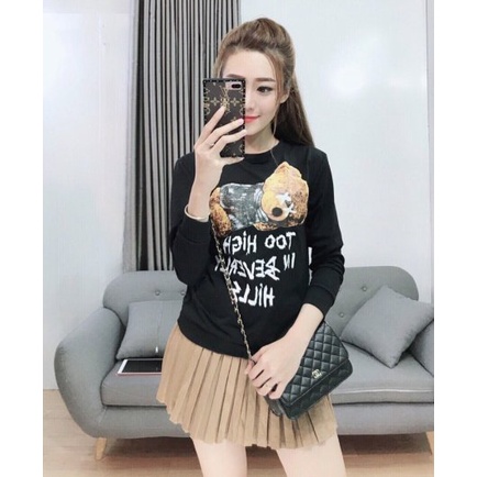 Áo Thun Nữ Tay Dài Hình Gấu Chất Dày Dặn Cao Cấp ÁO THUN TAY DÀI NỮ