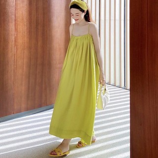 Đầm maxi xuông dài dáng baby doll 2 dây freesize dưới 65kg ảnh sàn thật