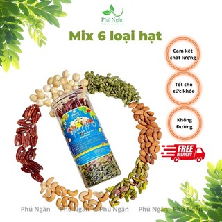 Mix 6 loại hạt dinh dưỡng tách vỏ (macca, hồ đào, hạnh nhân, điều, dẻ cười, bí xanh) 500gr