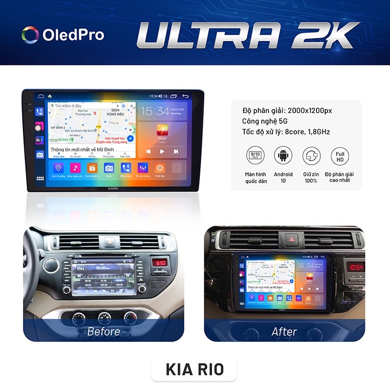 Màn Hình DVD Android Ô Tô OledPro Ultra 2K Liền Cam 360 Chính Hãng  – Đỉnh Cao Chất Lượng Hình Ảnh 2023