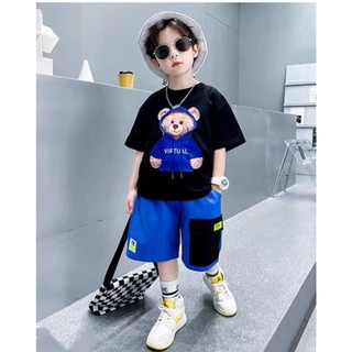 Set bộ áo gấu - quần sóc cưng xỉu cho bé trai
